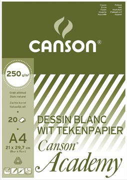 Tekenblok 20 vel gekorreld 250gr a4 wit canson