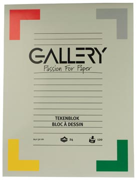 Gallery tekenpapier, 120 g, ft 24 x 32 cm, houtvrij papier, blok van 24 vel