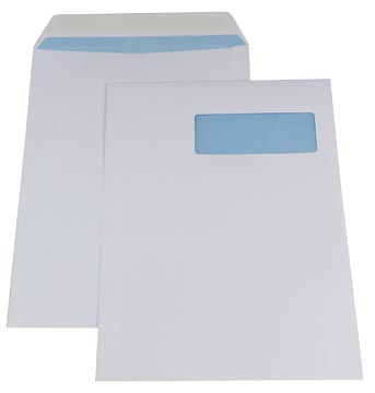 B.250 pochettes 230 x 310 mm bande adhesive avec fenetre blanc