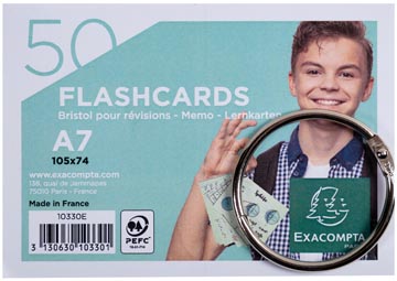 Exacompta fiches colorées, ft A7, ligné, paquet de 50 pièces