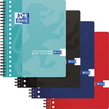 Oxford School bloc collège, ft A5+, 160 pages, 17 trous, marge, ligné, assorti