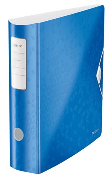 Classeur a levier en polyfoam avec bande elastique 8 cm a4 bleu metallique leitz