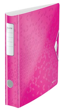 Classeur a levier en polyfoam avec bande elastique 6,5cm a4 rose leitz