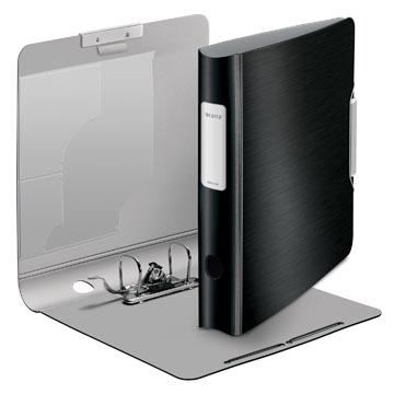 Ordner/hefboom polyfoam met rekker 5cm a4 satijn zwart leitz