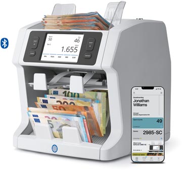 Safescan compteuse de billets 2985-SC, app Safescan incluse, avec détection de contrefaçon sur 10 points