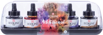 Set 5 flacons ecoline peinture a l'eau 30 ml couleurs supplem. talens