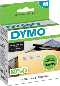 Rouleau 500 etiquettes 25 x 54mm blanc