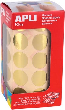 Apli Kids stickers op rol, cirkel diameter 20 mm, 1770 stuks, metallic goud
