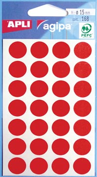 Etui 168 etiket diam. 15 mm rood agipa