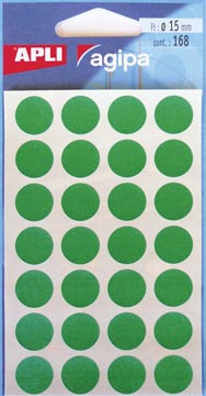 Etui 168 etiket diam. 15 mm groen agipa