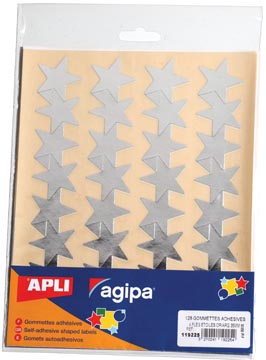 P.128 metallic stickers ster 35 mm goud en zilver agipa