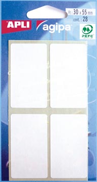 Agipa étiquettes blanches en pochette ft 30 x 55 mm (l x h), 28 pièces, 4 par feuille