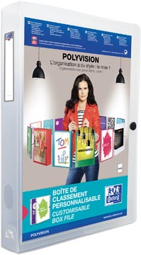 OXFORD Polyvision boîte de classement personnalisable, format A4, en PP, dos de 4 cm, transparent