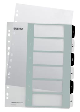 Leitz WOW intercalaires imprimables, 6 onglets, en noir et blanc