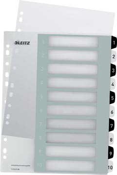 Intercalaires imprimables 10 onglets wow a4+ en noir et blanc leitz