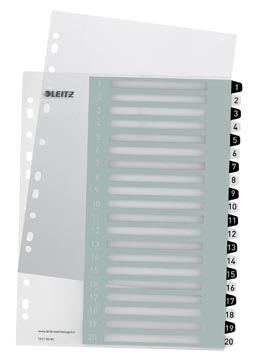 Leitz WOW intercalaires imprimables, 20 onglets, en noir et blanc