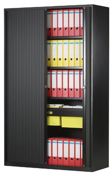 Bisley roldeurkast, ft 198 x 120 x 43 cm (h x b x d), 4 legborden, zwart