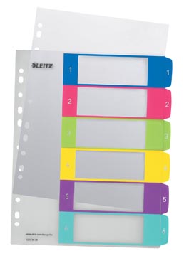 Pp 1- 6 onglets avec index imprimable a4+ couleurs assorties leitz