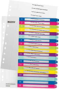 Pc printbare indexen wow 1-20 gekleurde tabs a4+ leitz