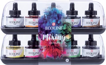 Set 10 flacons ecoline peinture a l'eau 30 ml assortiment talens