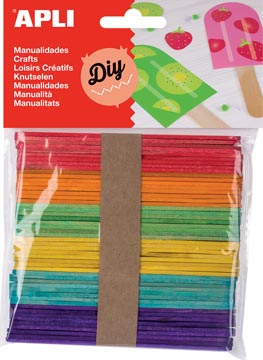 Apli bâtonnets en bois colorés, blister de 50 pièces