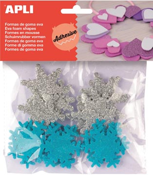 Apli Kids flocons de neige adhésifs avec paillettes, blister de 22 pièces