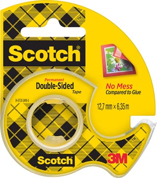 Scotch ruban adhésif double face 12,7 mm x 6,3 m, distributeur + rouleau
