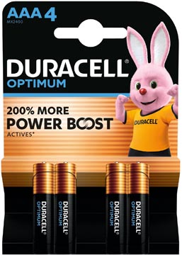 Duracell batterij Optimum AAA, blister van 4 stuks