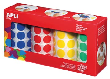 D.4 rollen met 4 kleuren afneembare etiketten diameter 20 mm apli