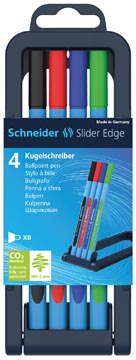 Schneider stylo bille Slider Edge, pointe extra large, couleurs assorties, boîte chevalet de 4 pièces