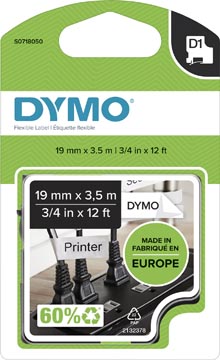 Dymo d1 nylontape 19mm x 3,5m  zwart op wit 