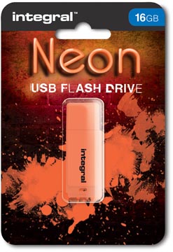 Usb stick neon 16gb oranje integral