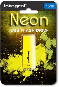 Usb stick neon 16gb geel integral