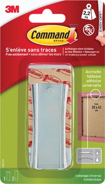 Command accroche tableau pour crochet avec dents de scie, capacité 2,2 kg, en métal, sous blister