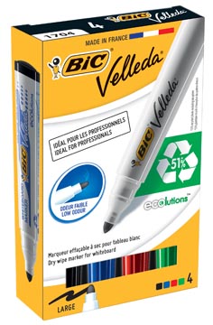 D.4 whiteboardmarkers blauw/rood/groen/zwart velleda