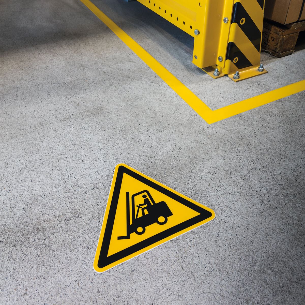 Vloersticker 'let op vorkliften'  430 mm geel durable