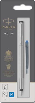 Bl.1 stylo plume vector acier moyen bleu parker