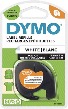 Tape dymo 12mm ruban plastique a repasser blanc 12mm blanc