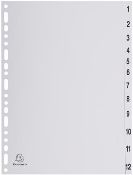 Intercalaires 1-12 gris pp a4 exacompta