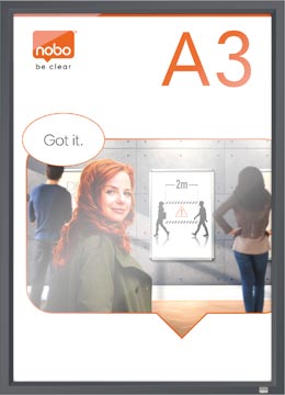 Nobo Impression Pro porte-affiche, ft A3, avec cadre gris