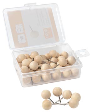 Nobo épingles d'affichage, boule en bois, boîte de 40 pièces