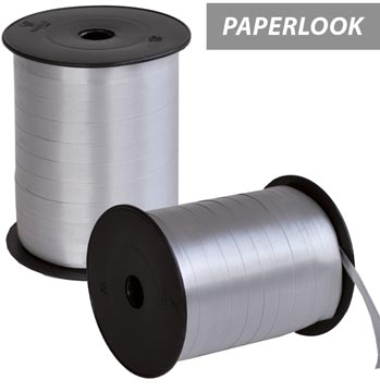 Inpaklint, 10 mm x 250 m, papierlook, zilver