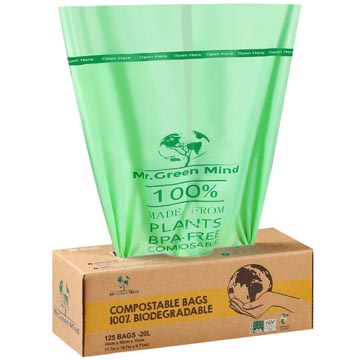 B. 125 sacs à déchets bio 20  litre vert mr. green mind