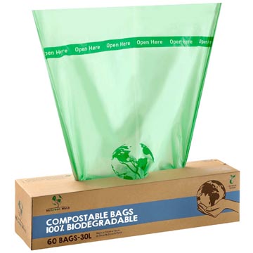 B.60 sacs à déchets bio 30 litre vert mr. green mind