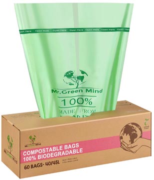 B.60 sacs à déchets bio 40-45 litre vert mr. green mind