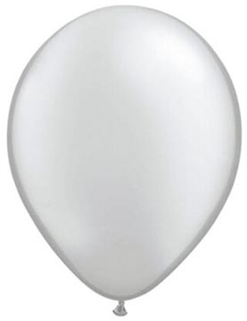 Ballonnen, 30 cm, pak van 10 stuks, metallic, zilver