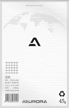 Kladblok 200 blad geruit 5mm 13,5 x 21 cm aurora