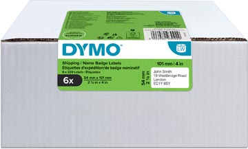 Dymo Value Pack: étiquettes LabelWriter ft 101 x 54 mm, blanc, boîte de 6 x 220 étiquettes