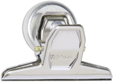 MAUL Pince-papier clip Bulldog pro avecaimant, chromé largeur 75mm, 3 pc argent clair