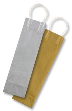 P.6 kraftzak fles 100 x 100 x 360 mm goud/zilver folia